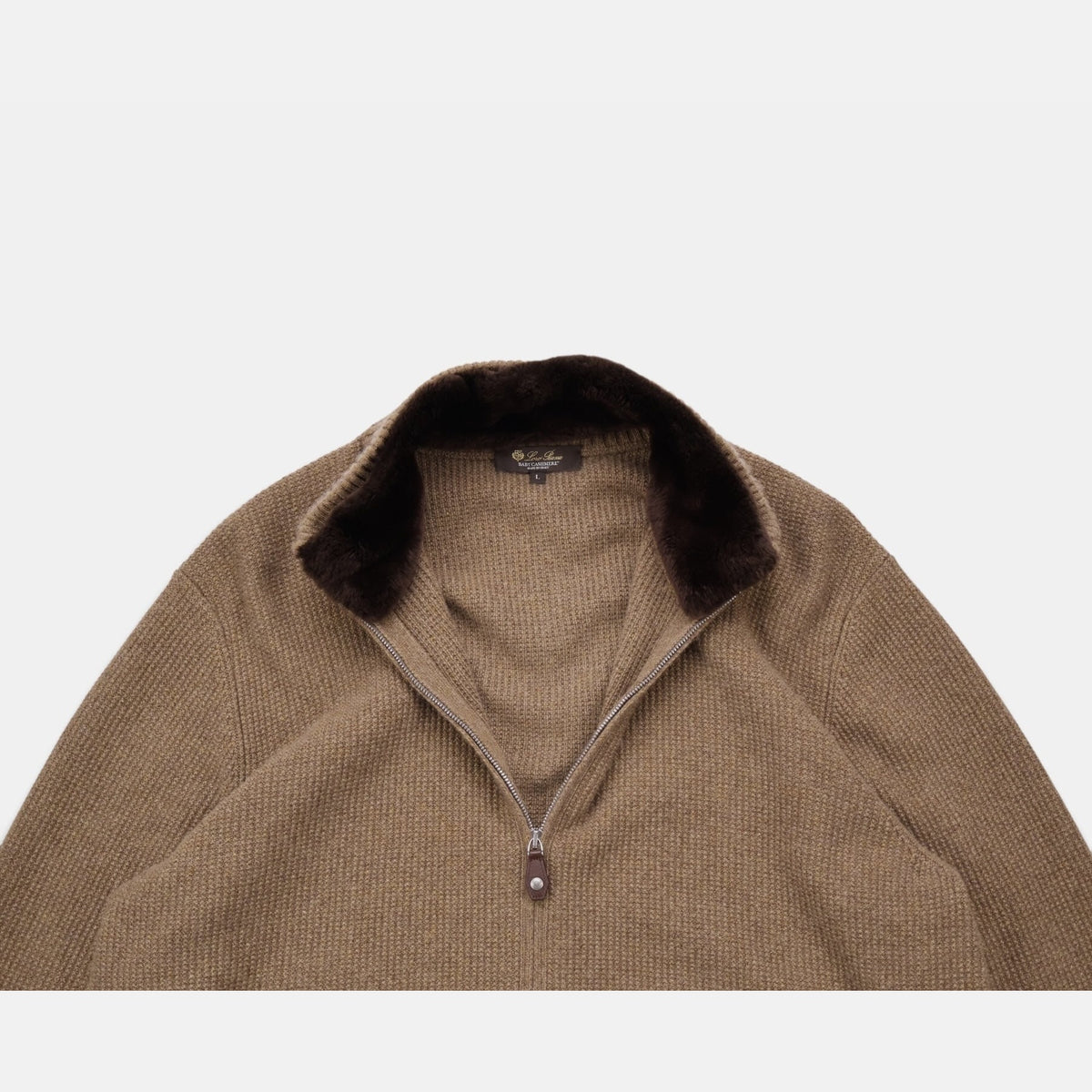 Loro Piana Baby Cashmere Castorino Alpe Bomber Tundra Melange (L)