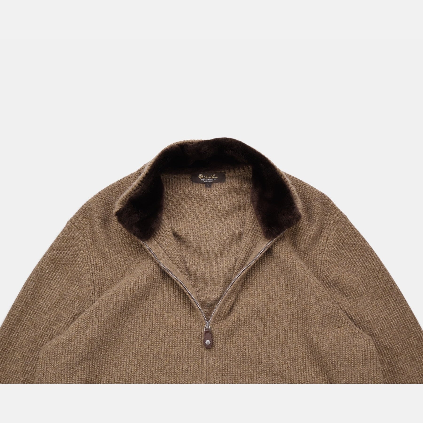 Loro Piana tundra melange baby cashmere bomber jacket with Castorino fur collar