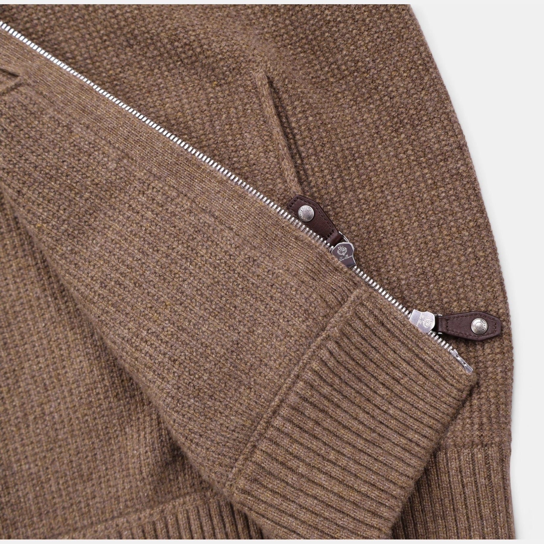 Loro Piana tundra melange baby cashmere bomber jacket with Castorino fur collar