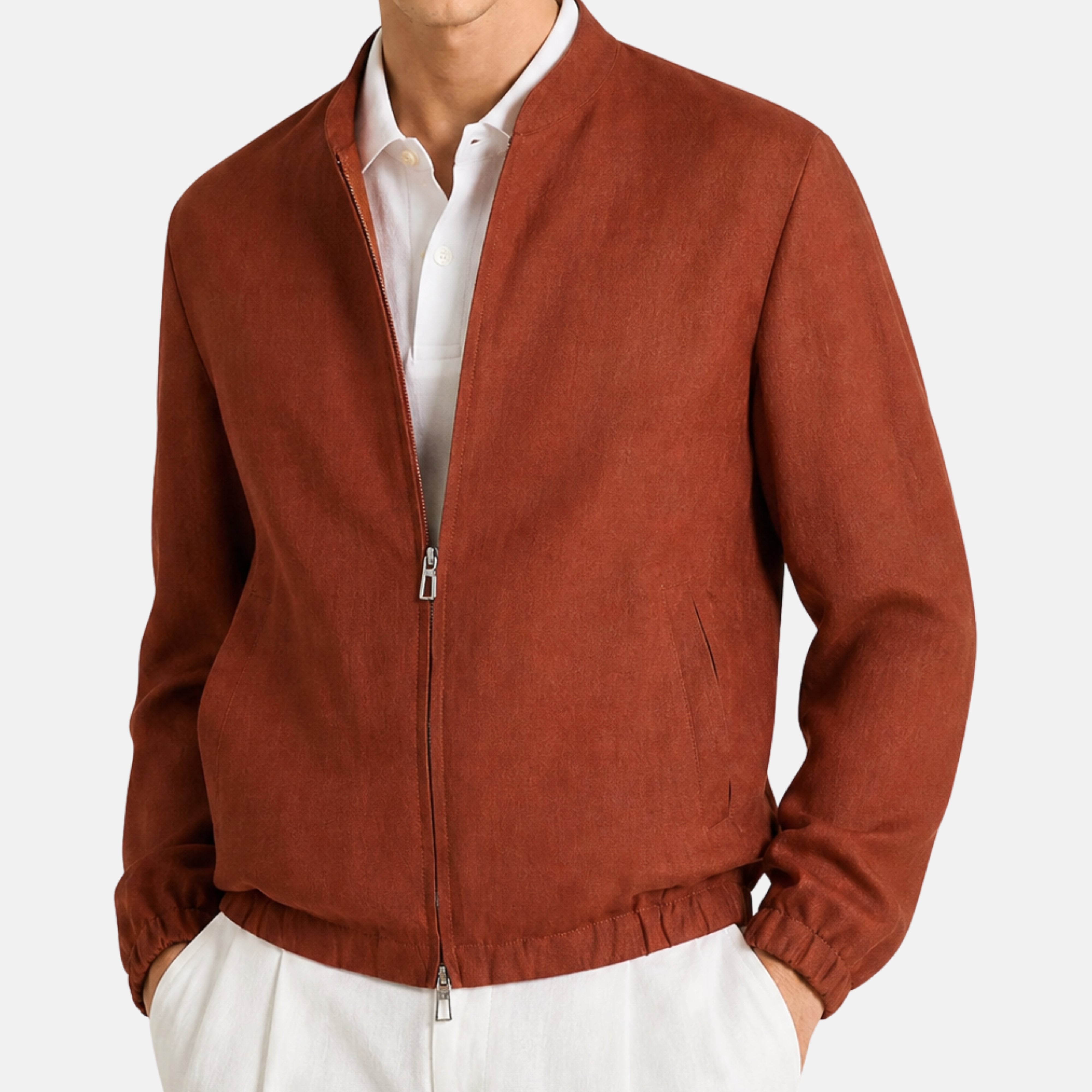Brown "Ohiraki" Linen Blouson (S)