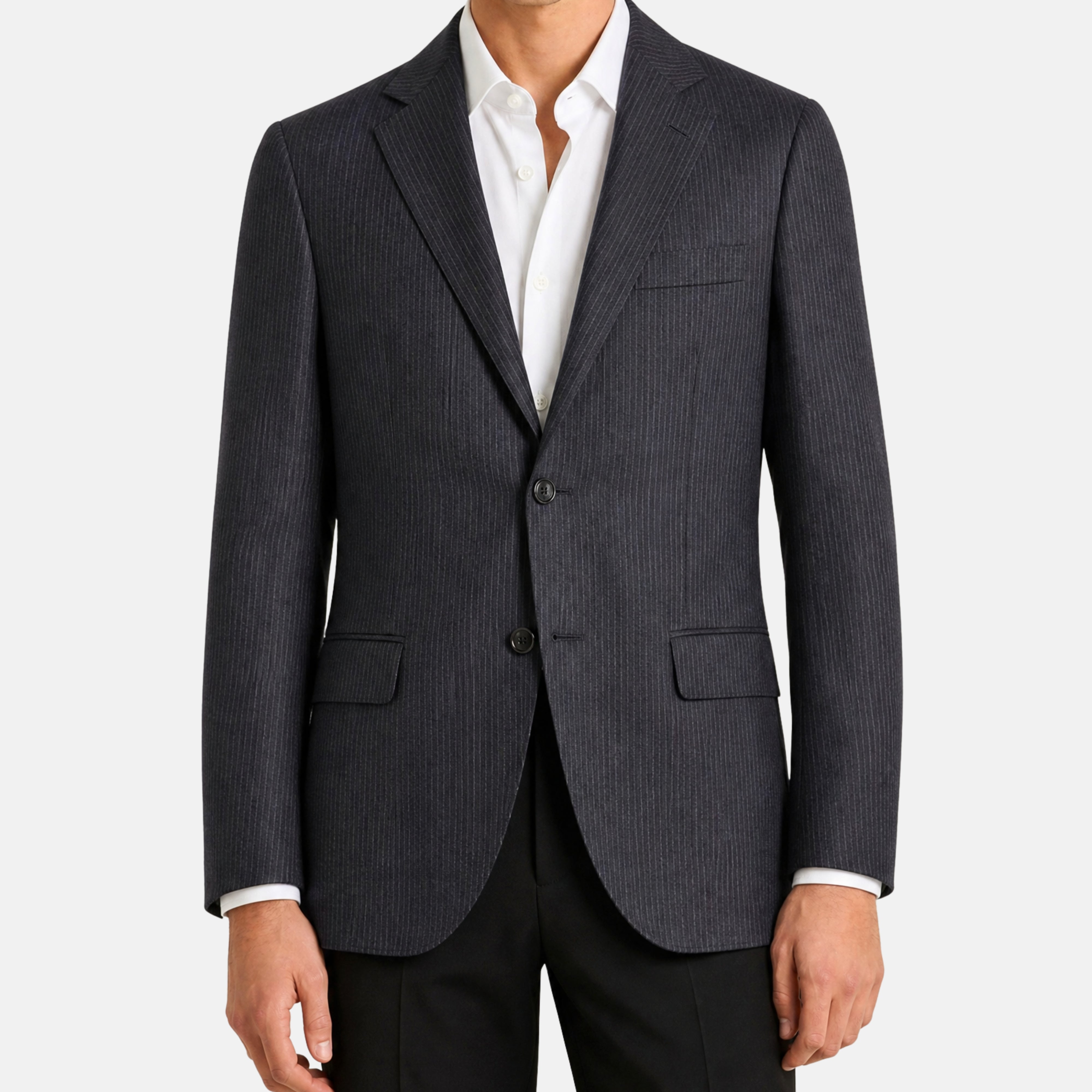 Grey Pinstripe Virgin Wool Jacket (EU 50)
