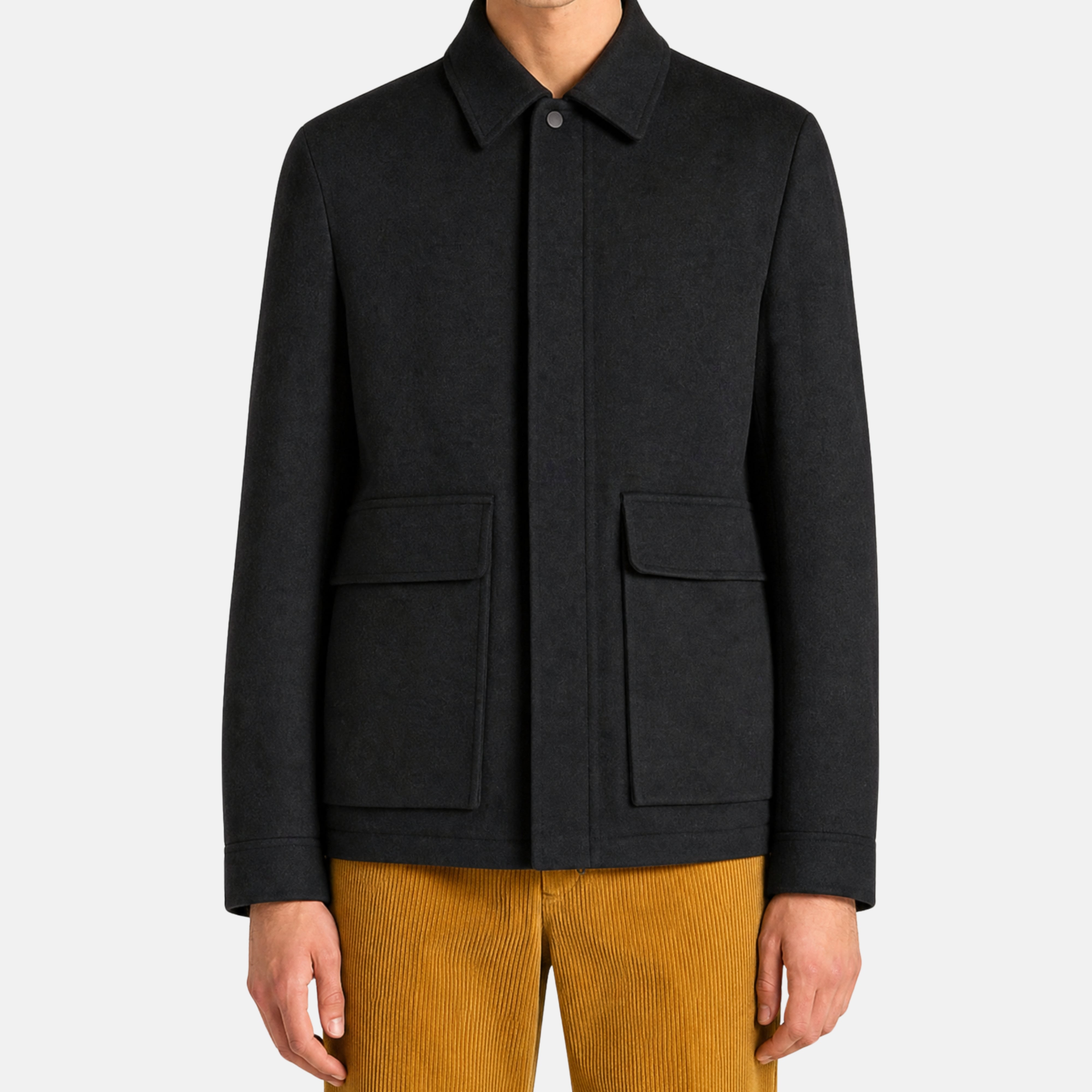 Black Cashmere Wool Chore Jacket (EU 48)