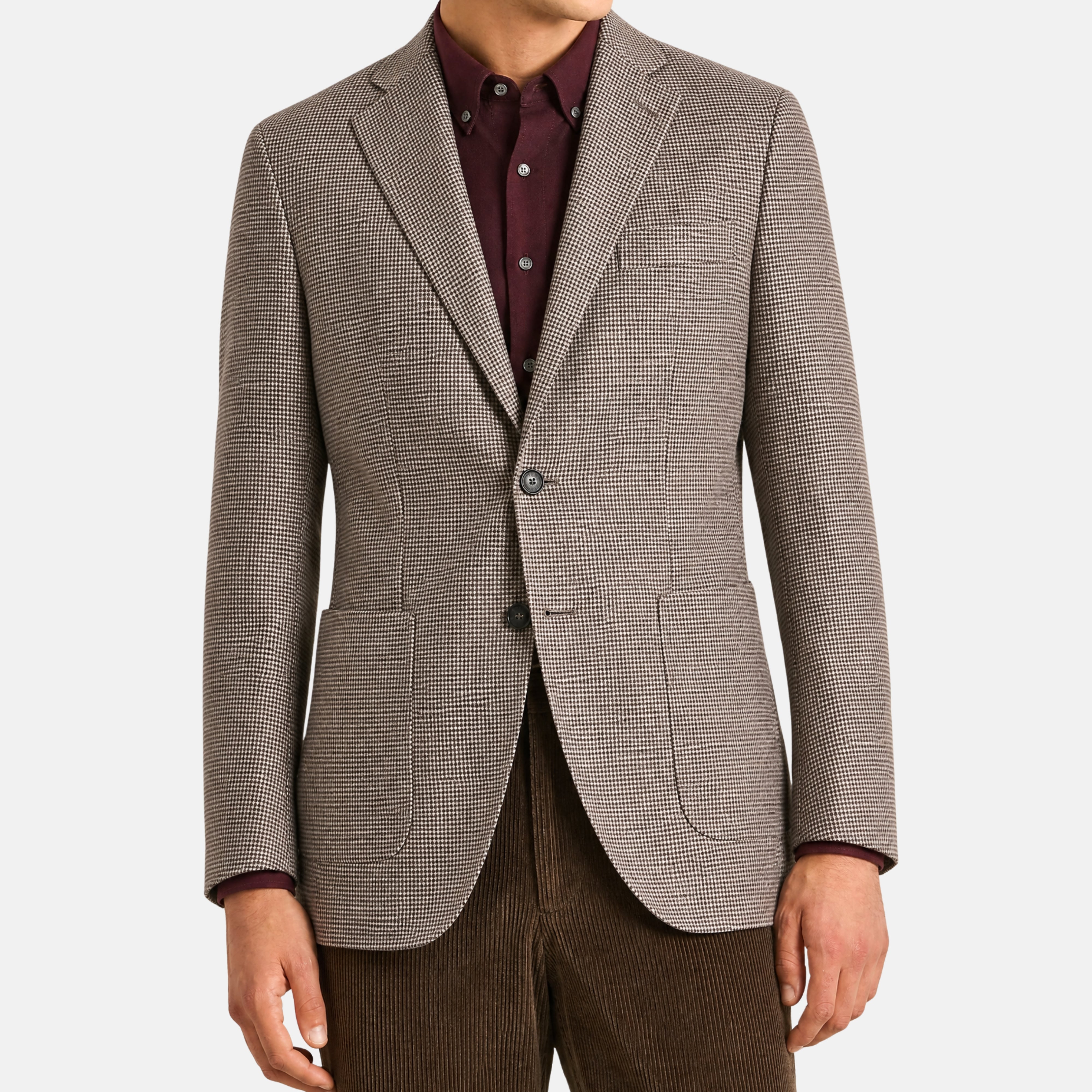 Beige/Brown Houndstooth Cashmere Jacket (L)