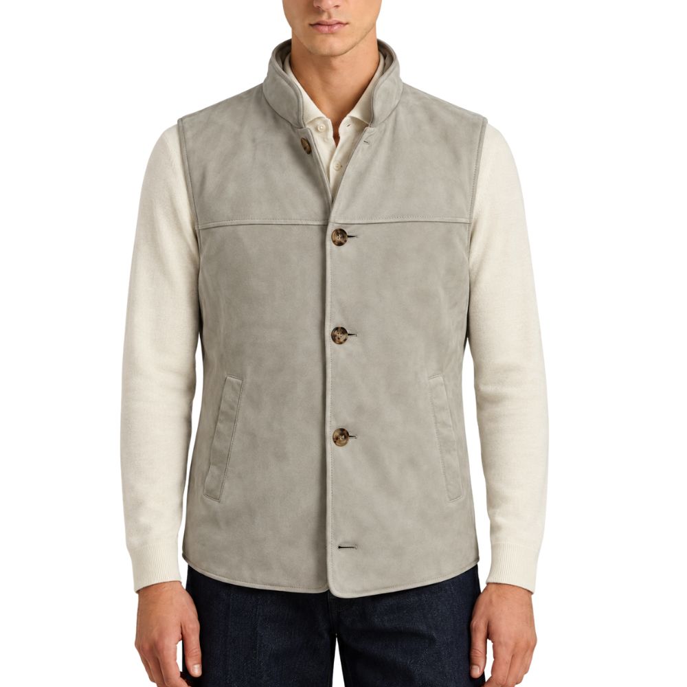 Brunello Cucinelli Suede Leather Vest Beige (M)
