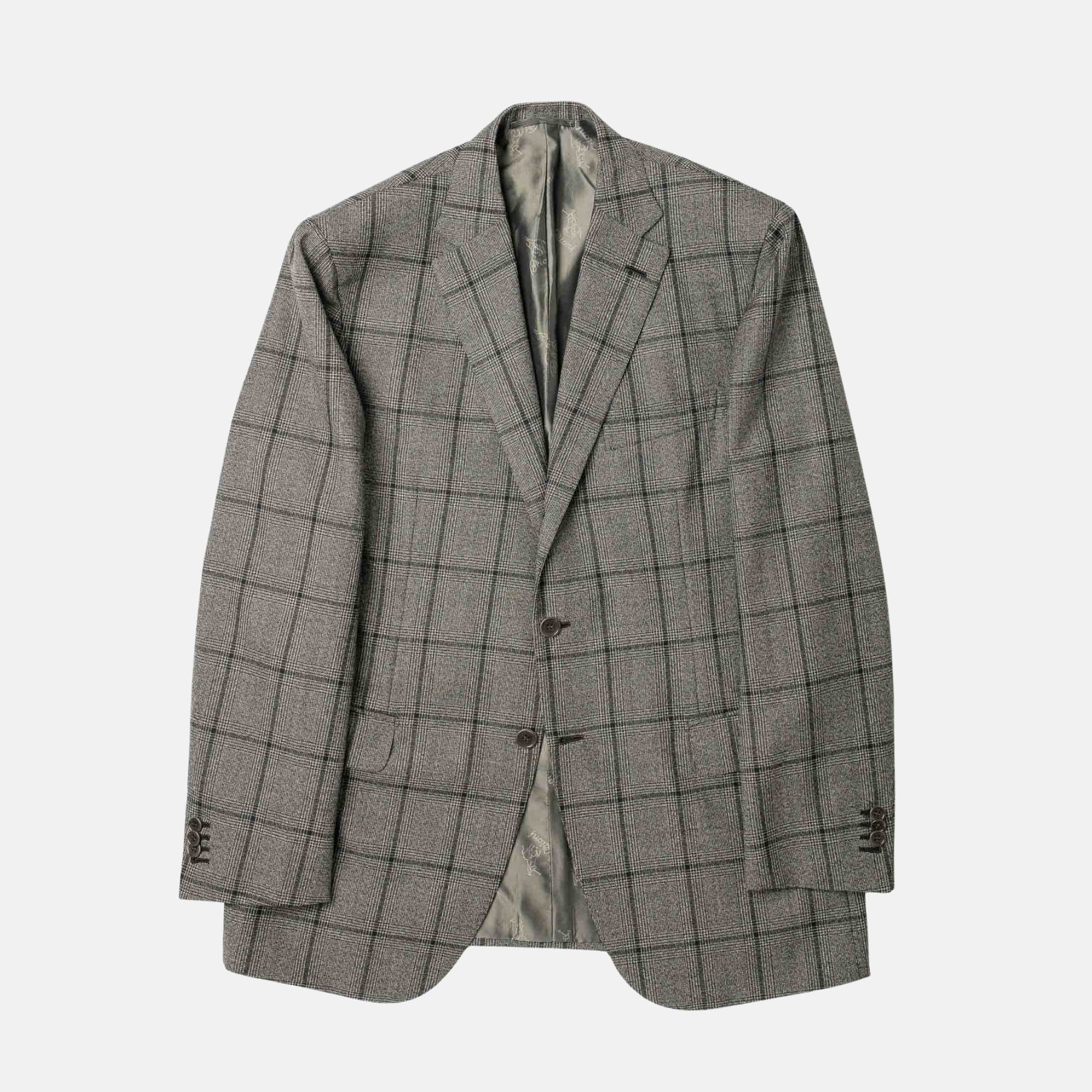 Grey/Black Patterned Suit made of Wool (52)