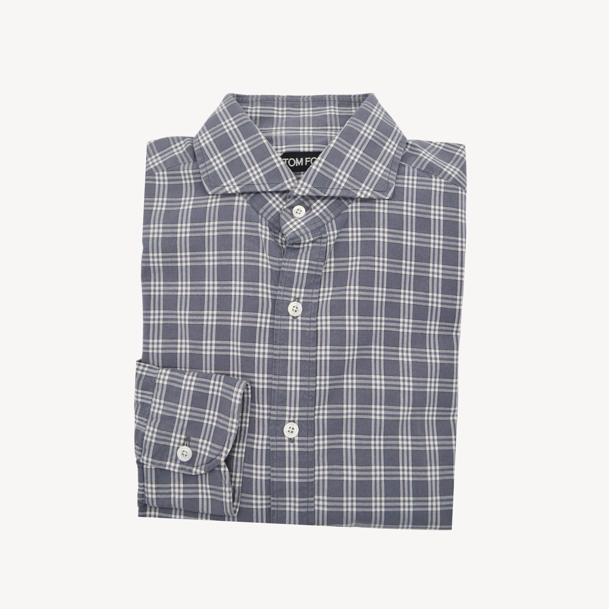 Grey Checked Cotton Shirt (39)