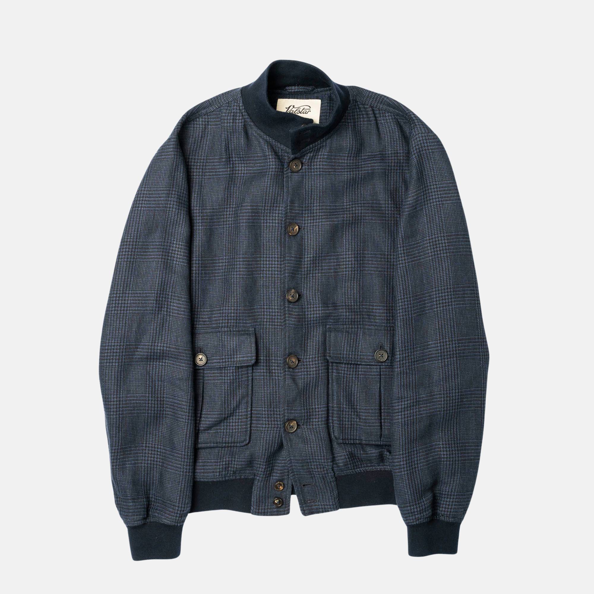 Navy Patterned Linen Blouson