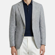 Blue Patterned Blazer made of Linen (EU 56)