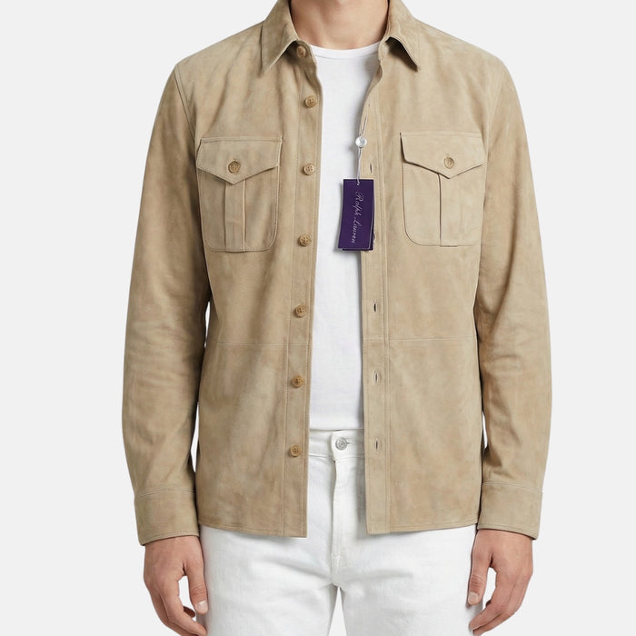 Wildlederhemdjacke in Beige (L)
