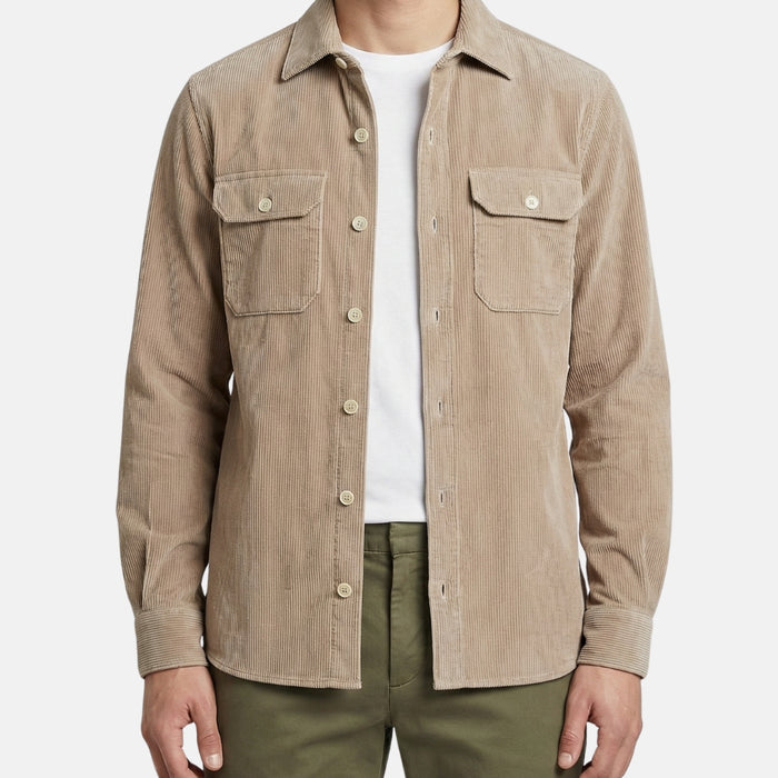 Beiges Overshirt aus Baumwollcord (S)