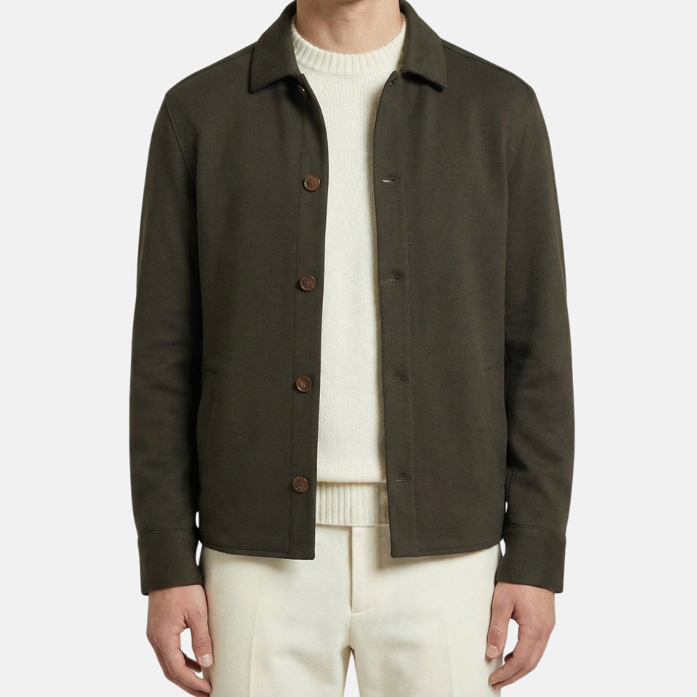 Dark Olive Overshirt made of Cotton/Silk/Cashmere (S)