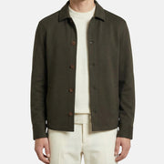 Dark Olive Overshirt made of Cotton/Silk/Cashmere (S)