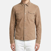 Taupe Overshirt made of Goat Suede (M)