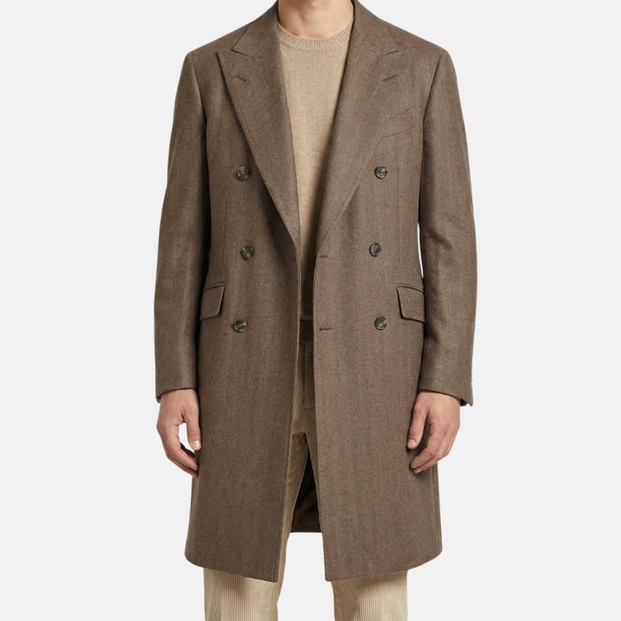 Brown Herringbone Coat made of Wool/ Cashmere (EU 50)