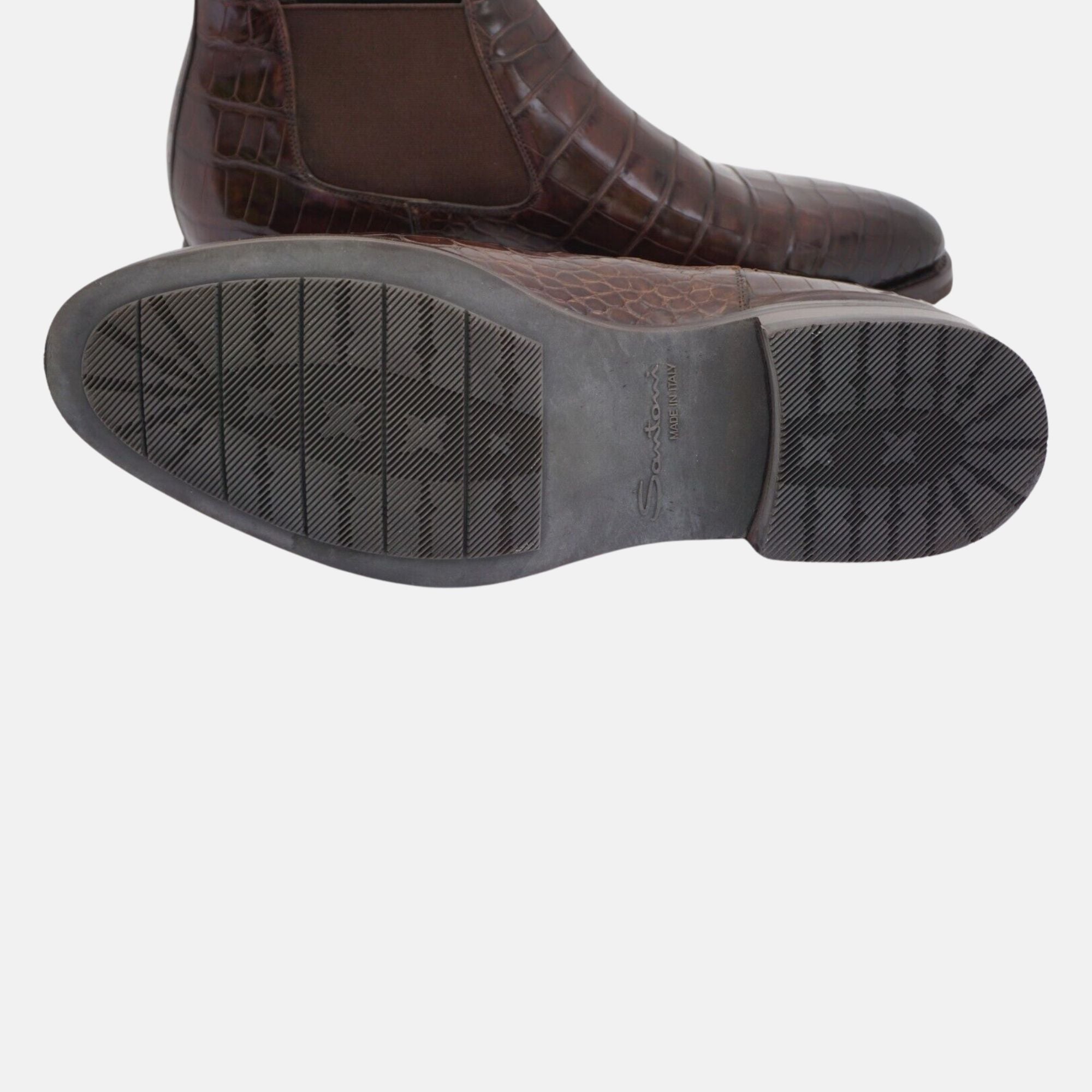 Dark Brown boots Made of Leather/Croco