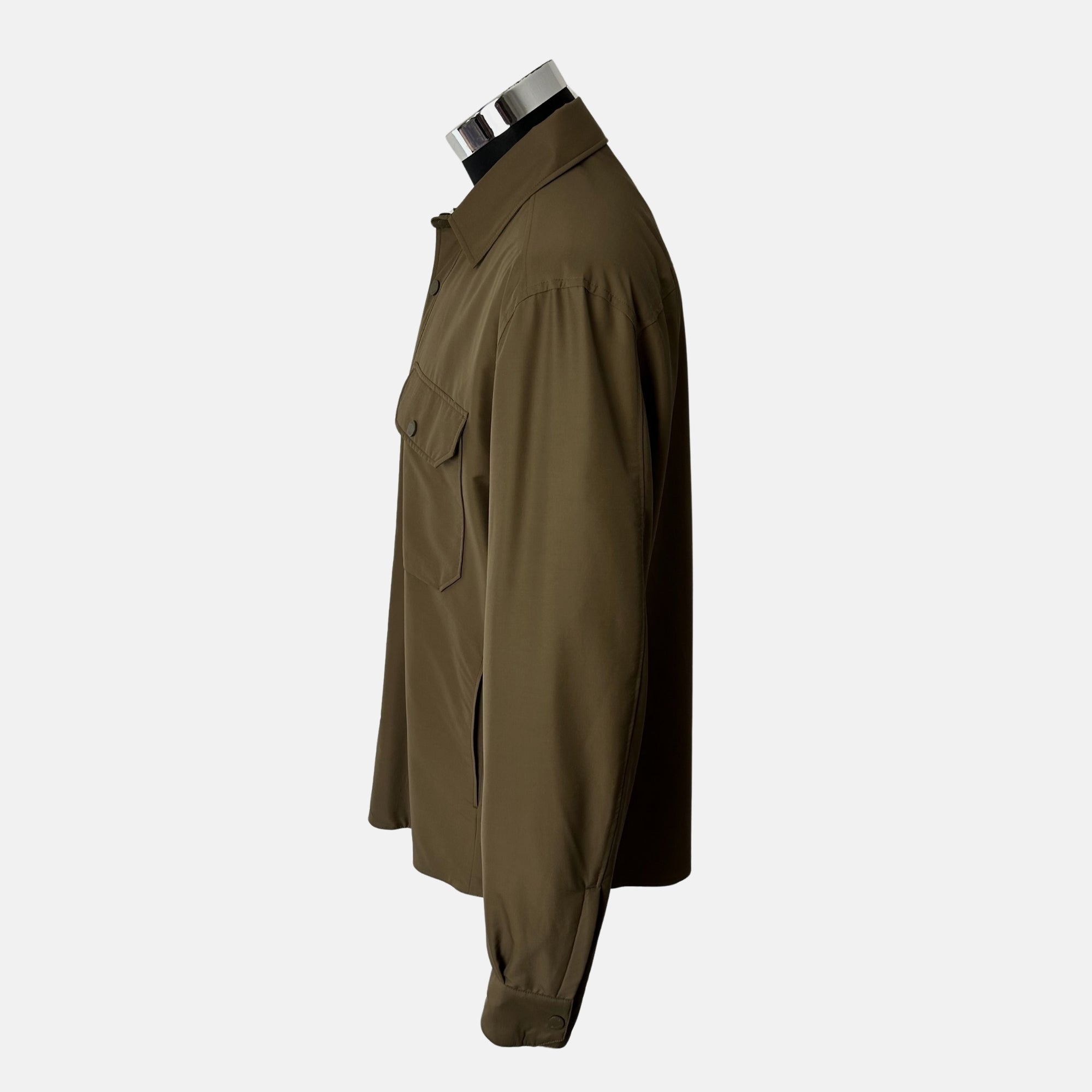 Olive shirt jacket Made of Wool/Nylon/Cotton/Silk/Cashmere