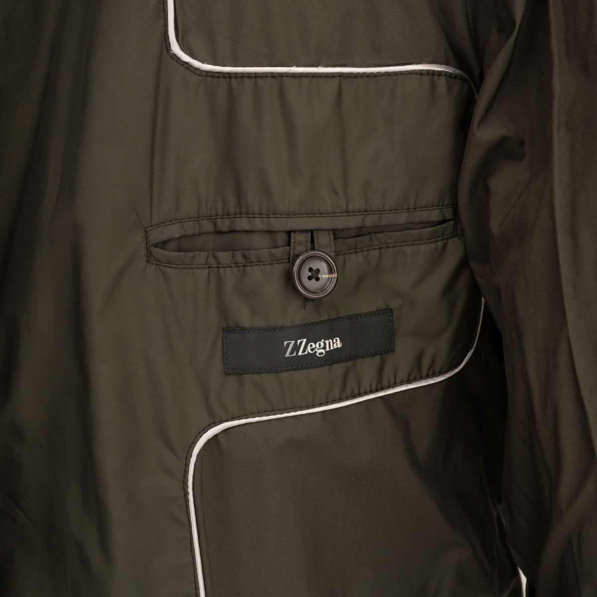 Olivgrüne Jacke aus Polyester/Leder (EU 48)
