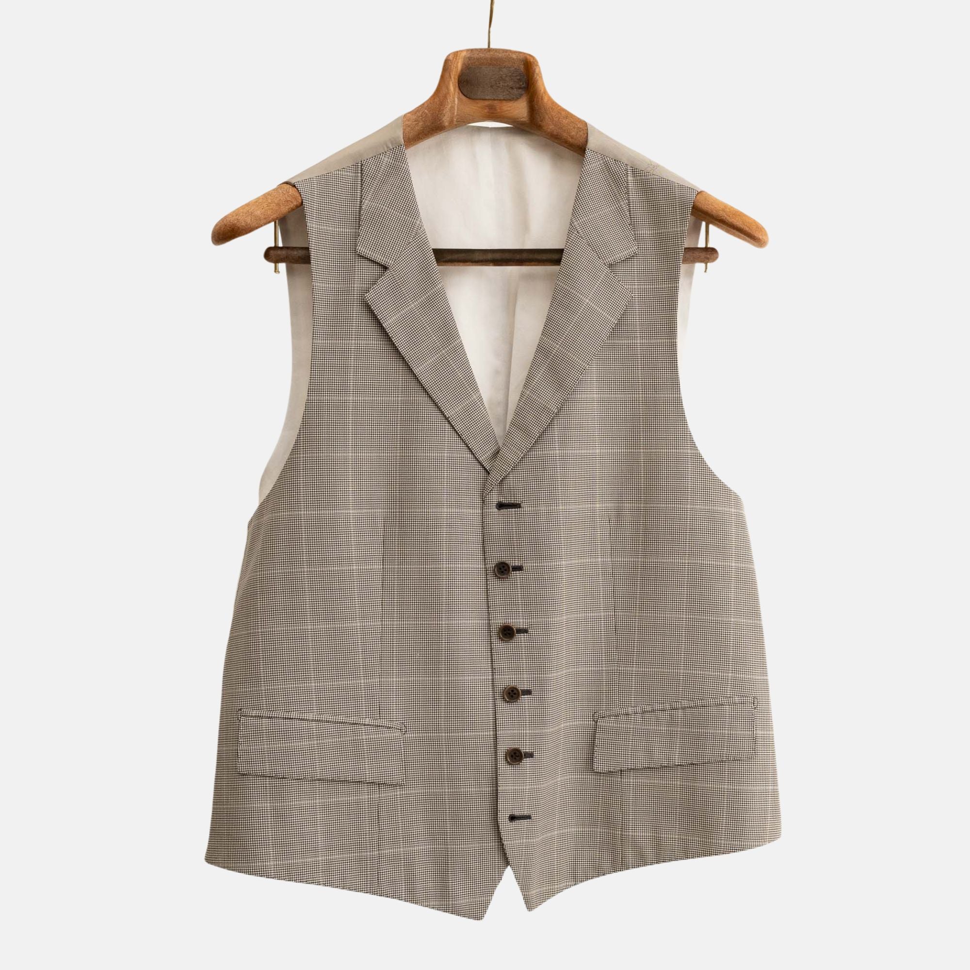 Brown/Creme Houndstooth Patterned Suits made of Wool