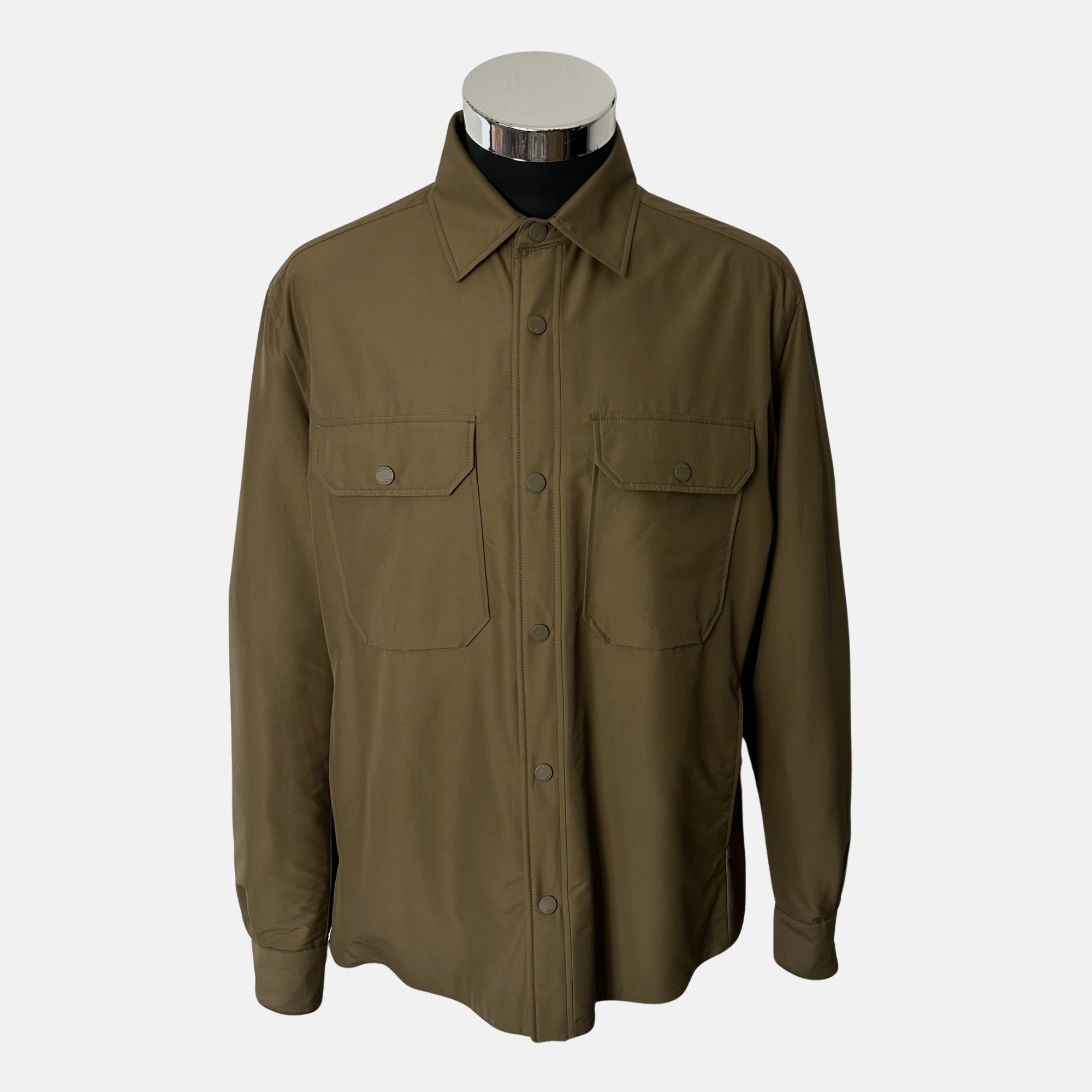 Olive shirt jacket Made of Wool/Nylon/Cotton/Silk/Cashmere