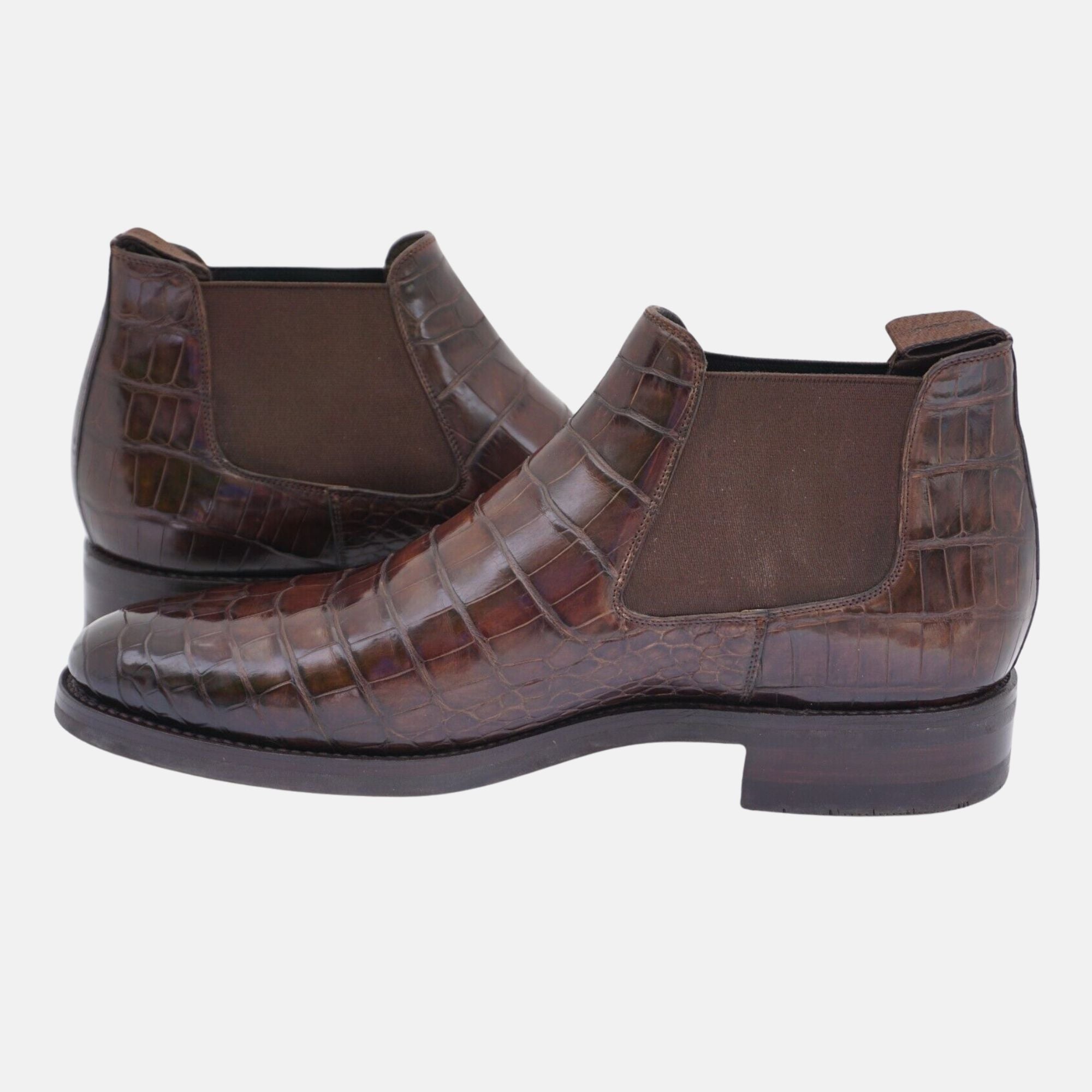 Dark Brown boots Made of Leather/Croco