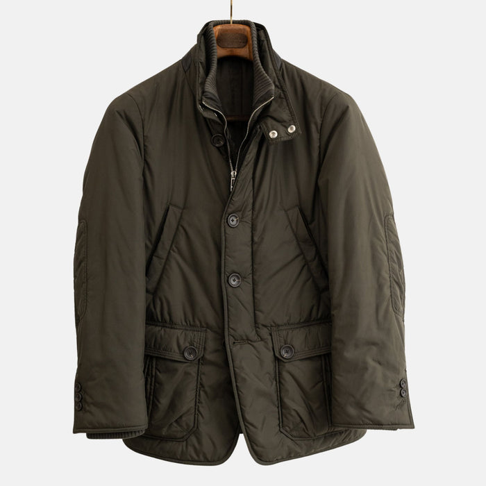 Olivgrüne Jacke aus Polyester/Leder (EU 48)