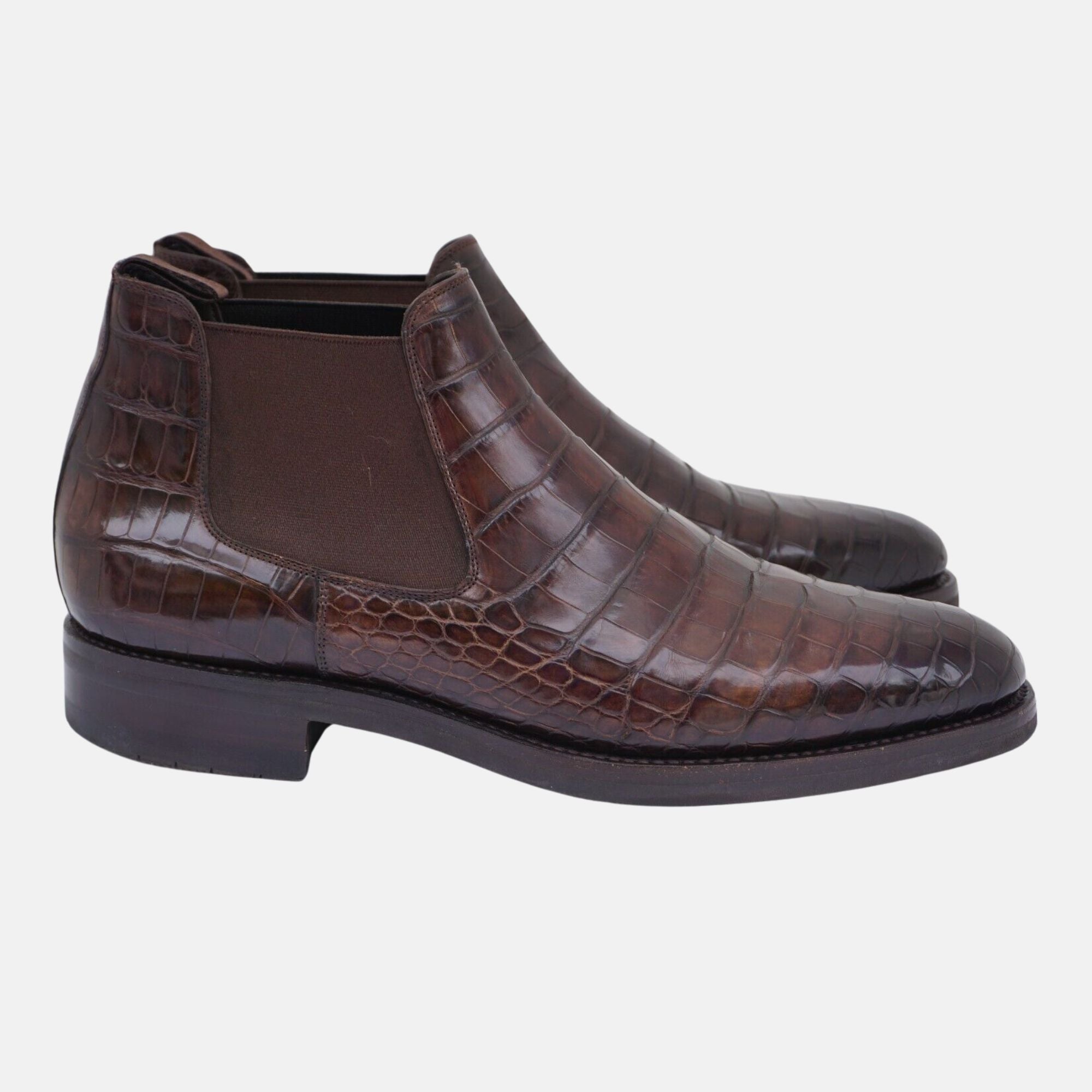 Dark Brown boots Made of Leather/Croco