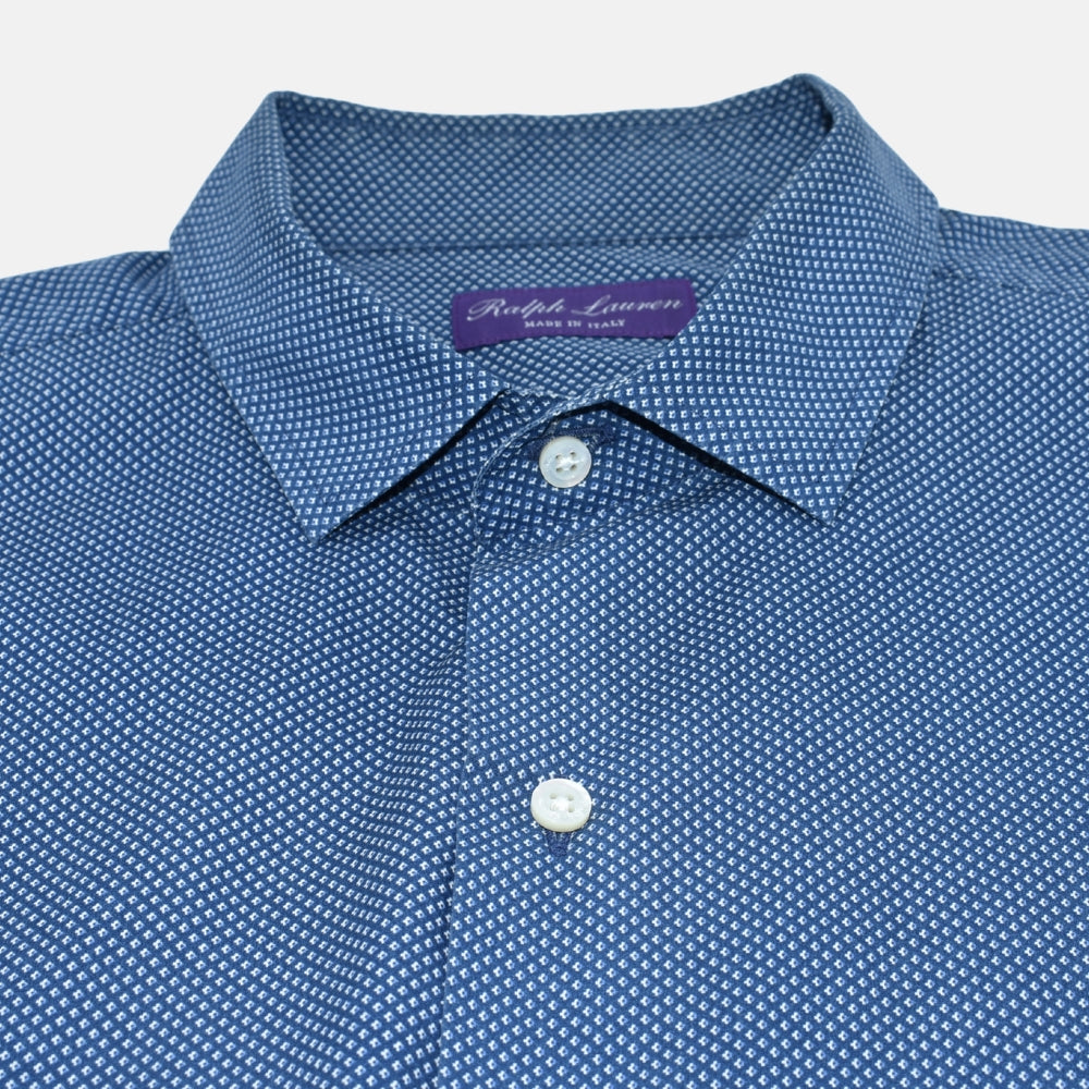 Blue-White Cotton Patterned Shirt (EU 44)