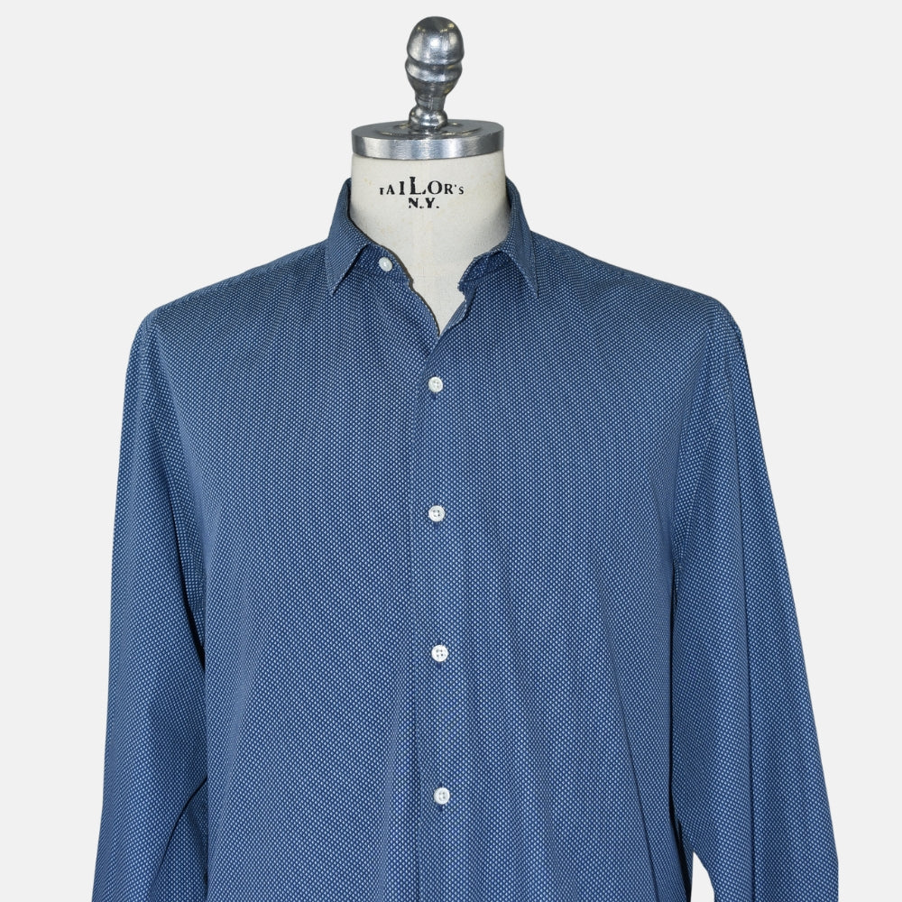 Blue-White Cotton Patterned Shirt (EU 44)