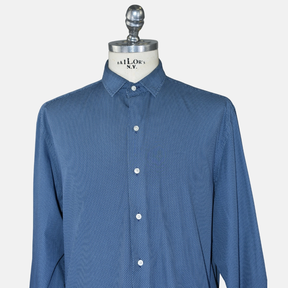 Blue-White Cotton Patterned Shirt (EU 44)
