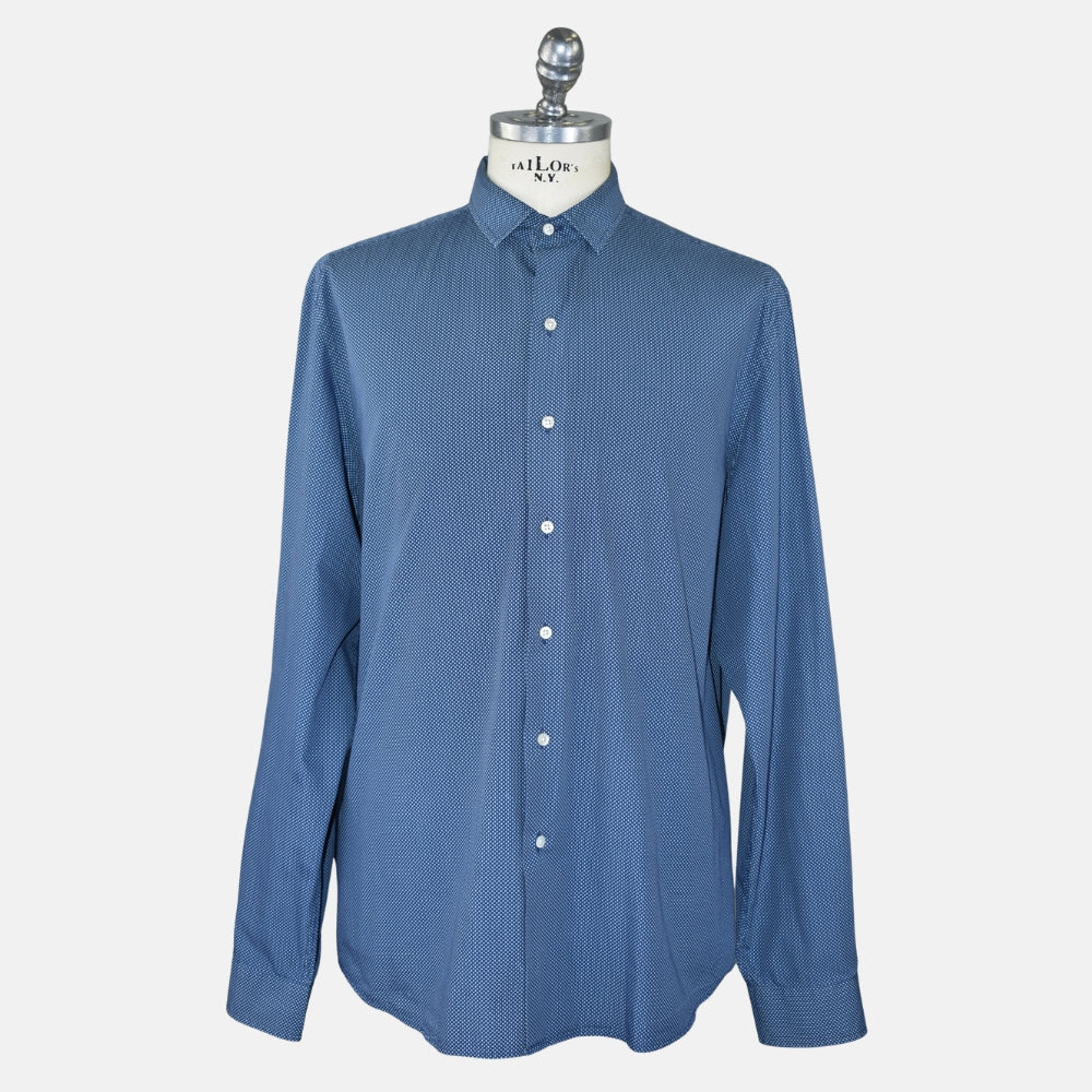 Blue-White Cotton Patterned Shirt (EU 44)