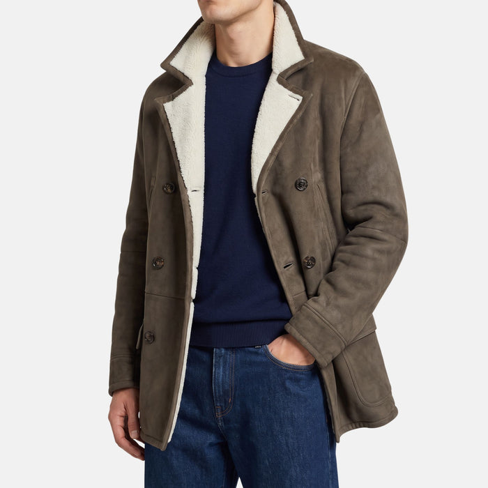 Light Brown Double Breasted Shearling Coat (L)