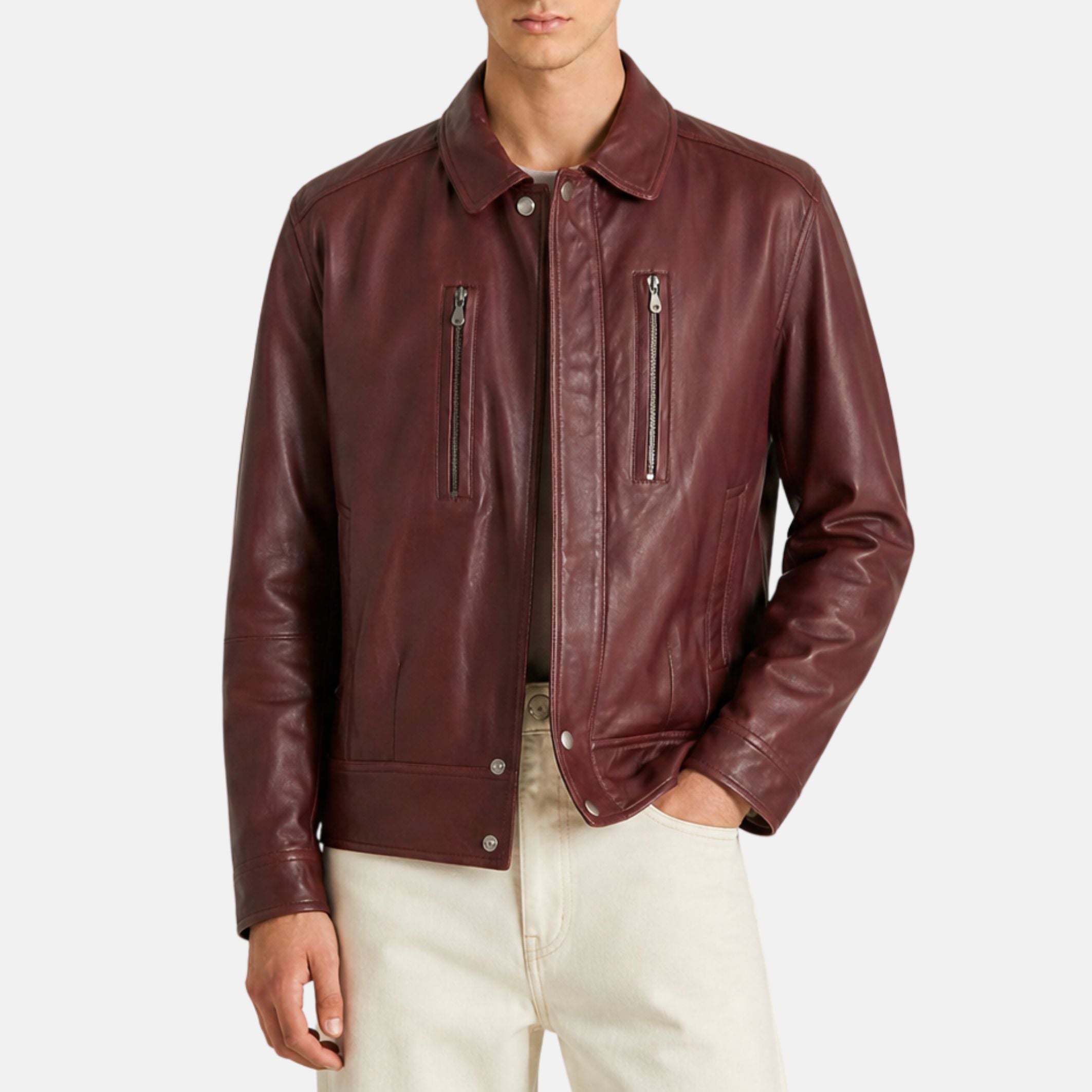 Brown/Bordeaux Leather Jacket (M)
