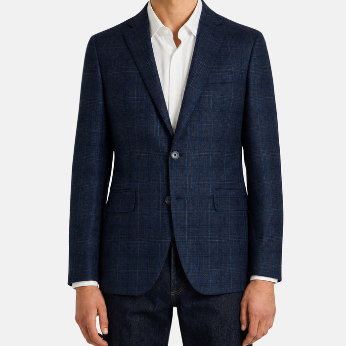 Blue-Brown Checkered Blazer made of Wool (EU 48)