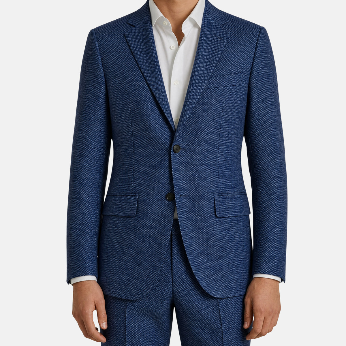 Blue Patterned Suit made of Wool (EU 48)
