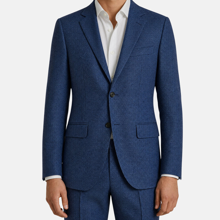 Blue Patterned Suit made of Wool (EU 48)