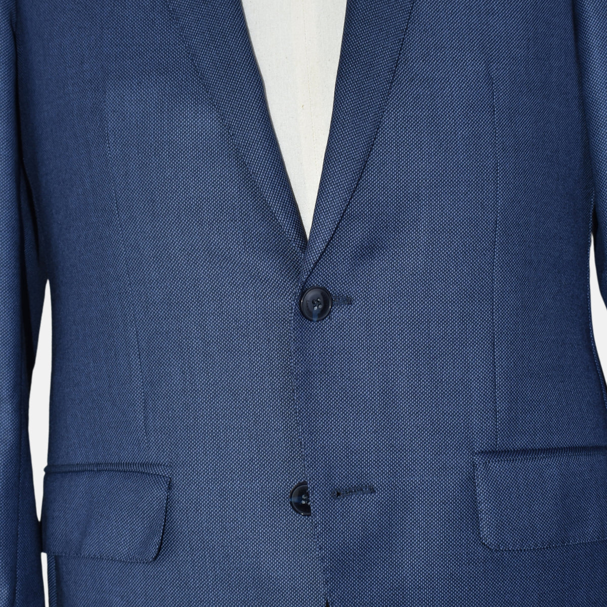 Blue Patterned Suit made of Wool (EU 48)