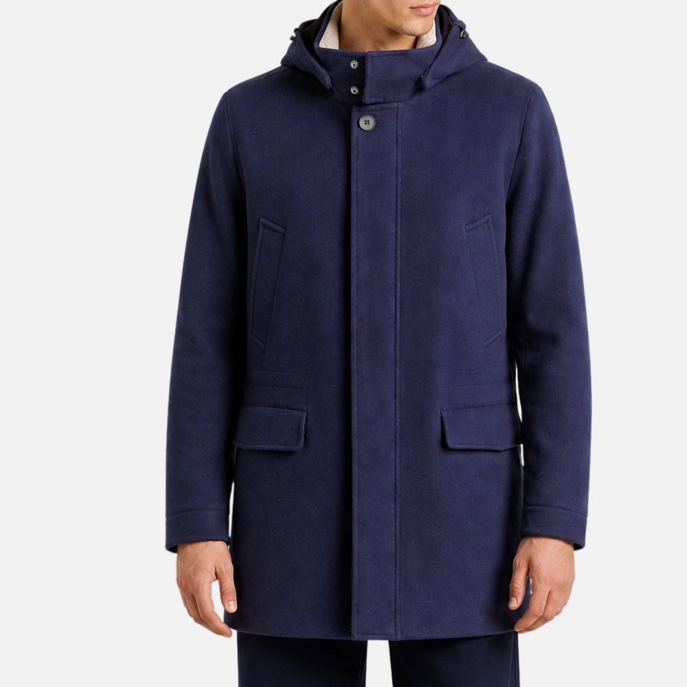 Blue Vicuna Parka with Mink Lined Hood (M)
