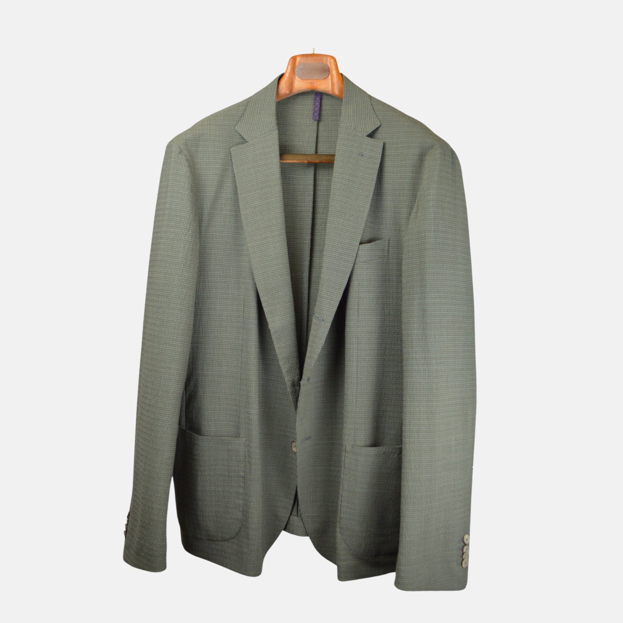 Olive Checked Suit made of Wool (58)