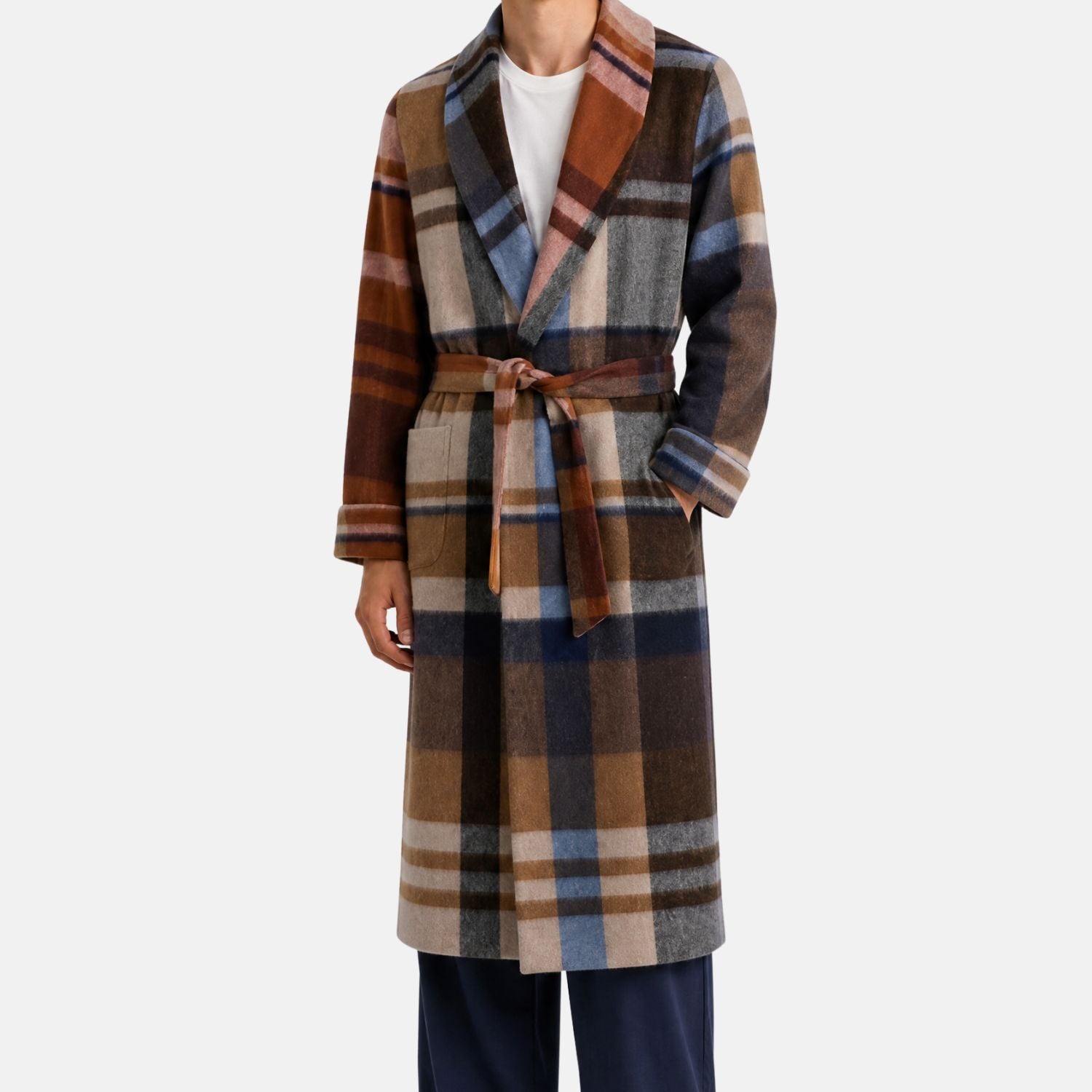 Multicoloured Checkered Coat made of Cashmere (S/L)