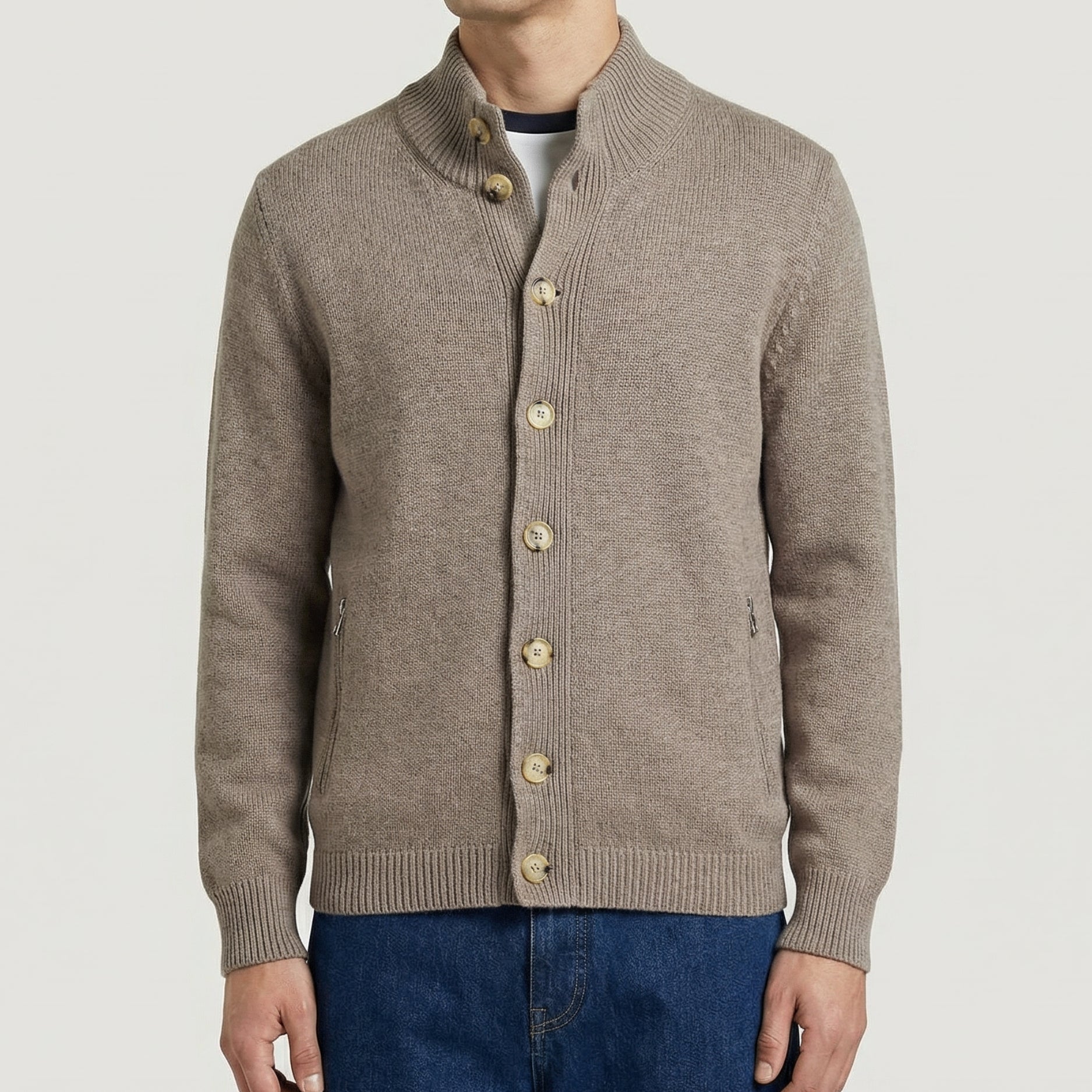 Beige Cashmere Cardigan (EU 48)