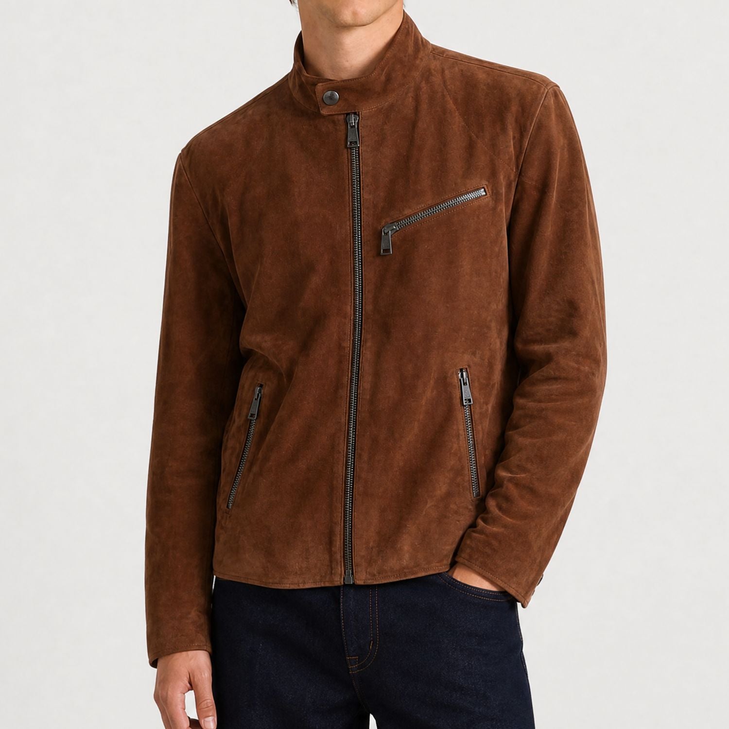 Brown Biker Suede Jacket (L)