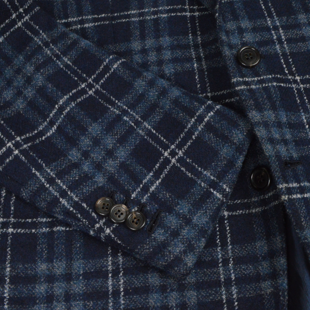 Dark Blue Patterned Blazer made of Aplaka/Cotton/Polyamid (EU 48)