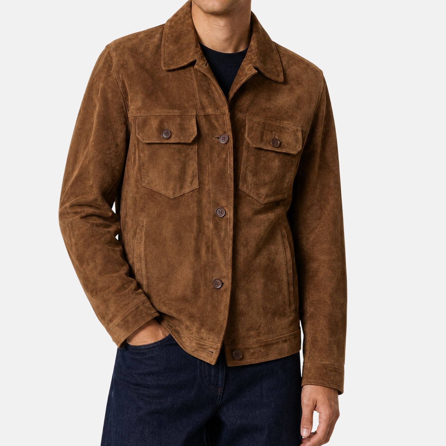 Brown Overshirt Jacket made of Suede (XXL)