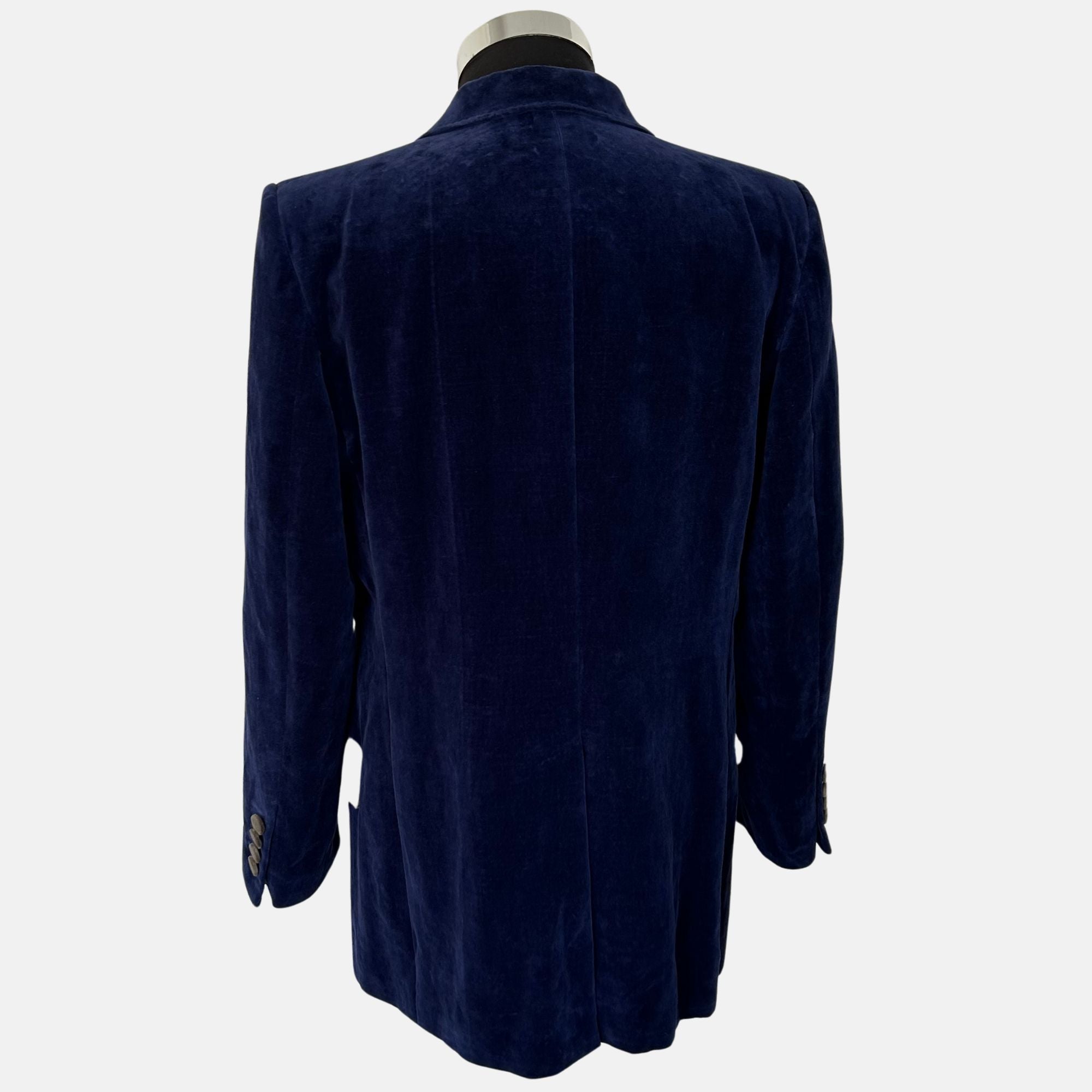 Blue-Grey Velvet Blazer Made of Cotton/Linen (48)