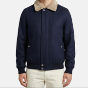 Navy Shearling Blouson made of Vicuna (EU 50)