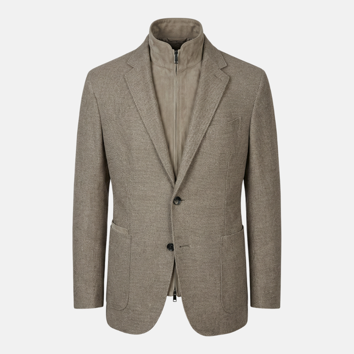 Greige Patterned Blazer made of Wool/Cashmere (EU 50)