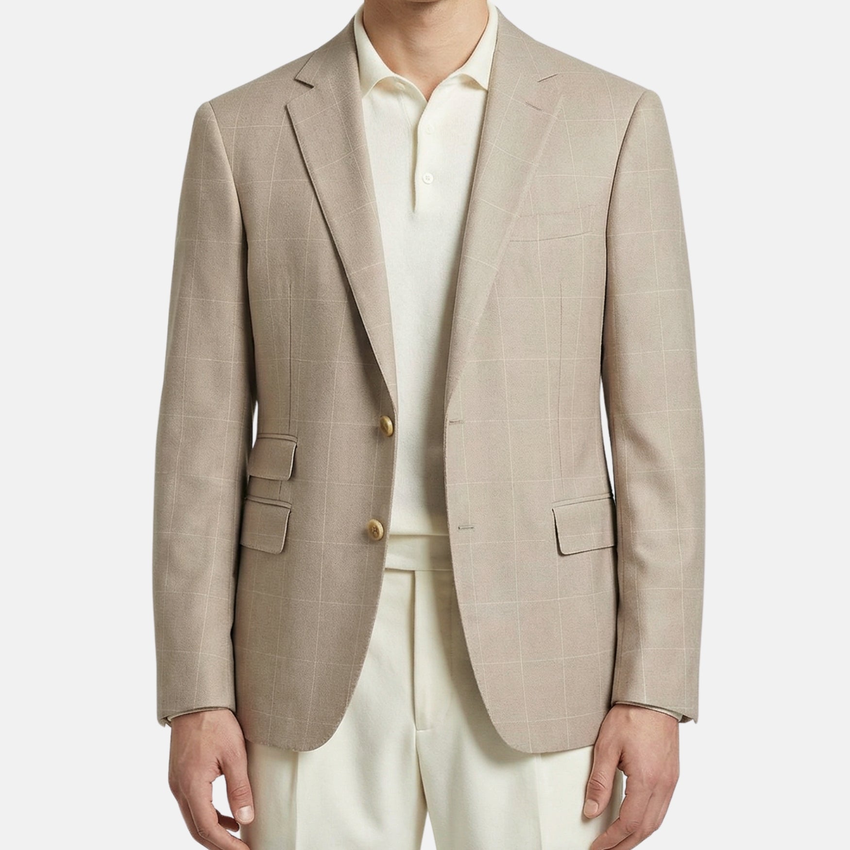 Beige Windowpane Cashmere Blazer (EU 50)