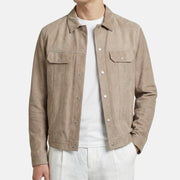 Brunello Cucinelli Beige Suede Leather Jacket (M)