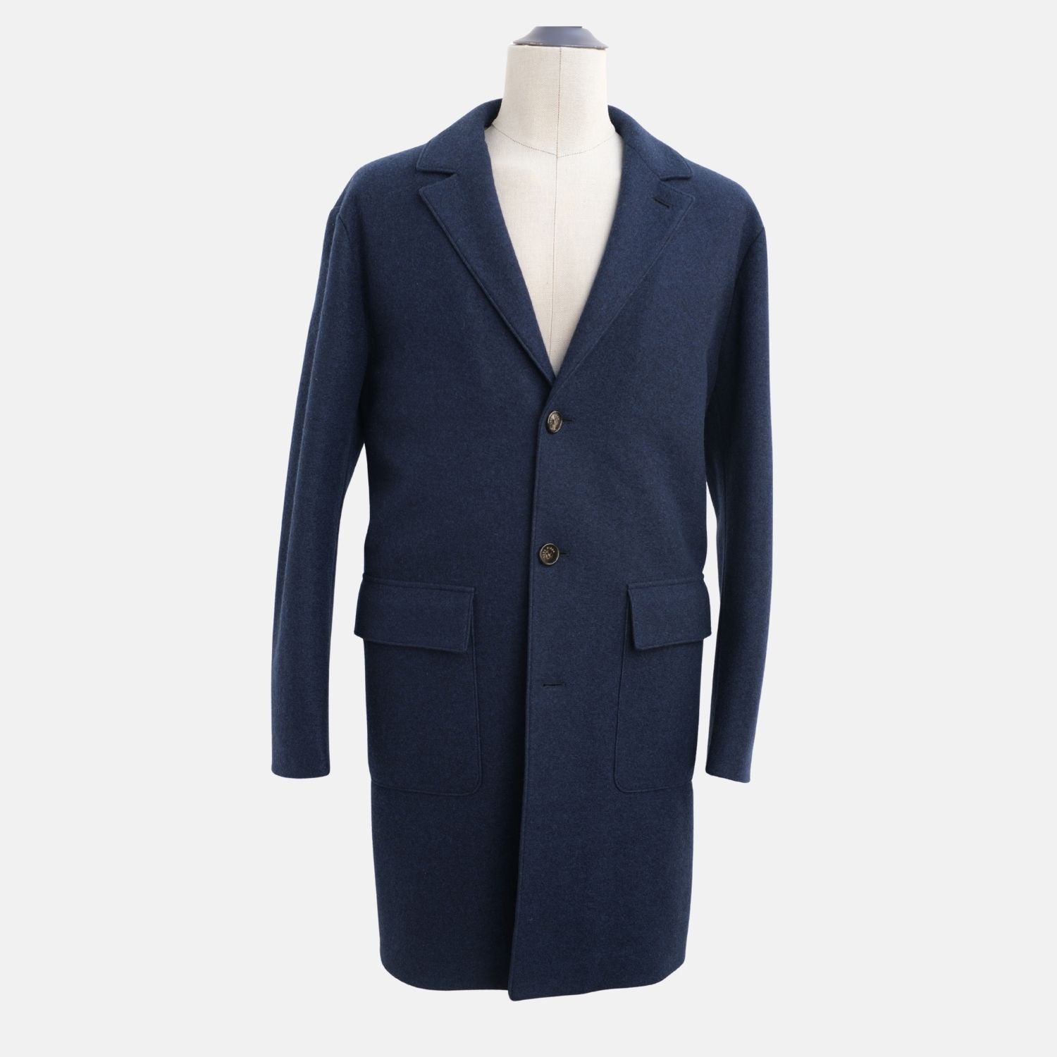 Blue Beaver Lined Cashmere Coat (M)