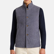 Blue Quilted Suede Down Vest (M)